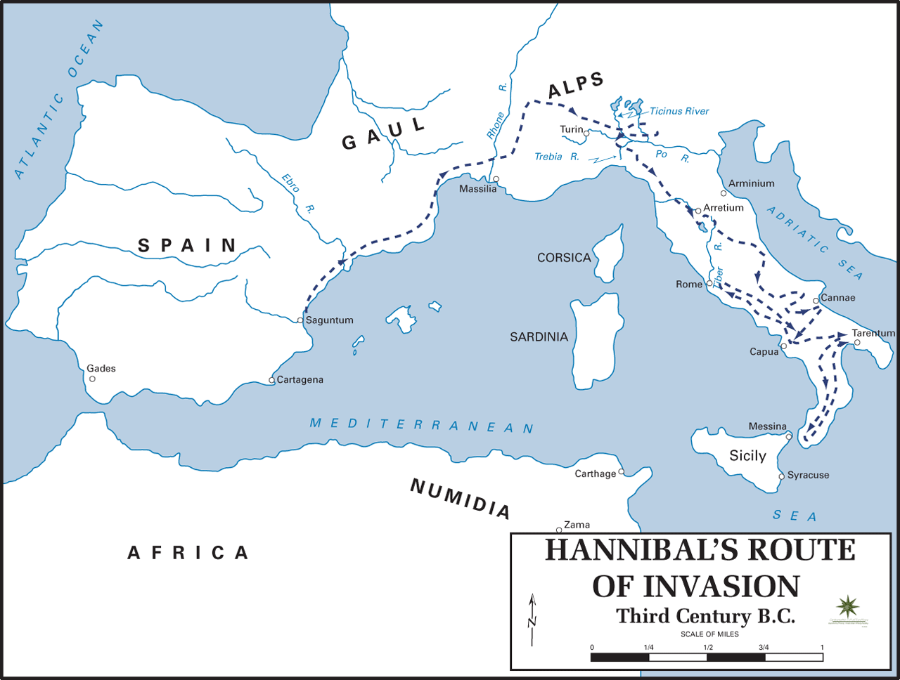 Second Punic War - Hannibals Invasion Route